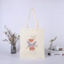 BOLSA CANVAS NATURAL 40X35CM DISEÑO FLOR